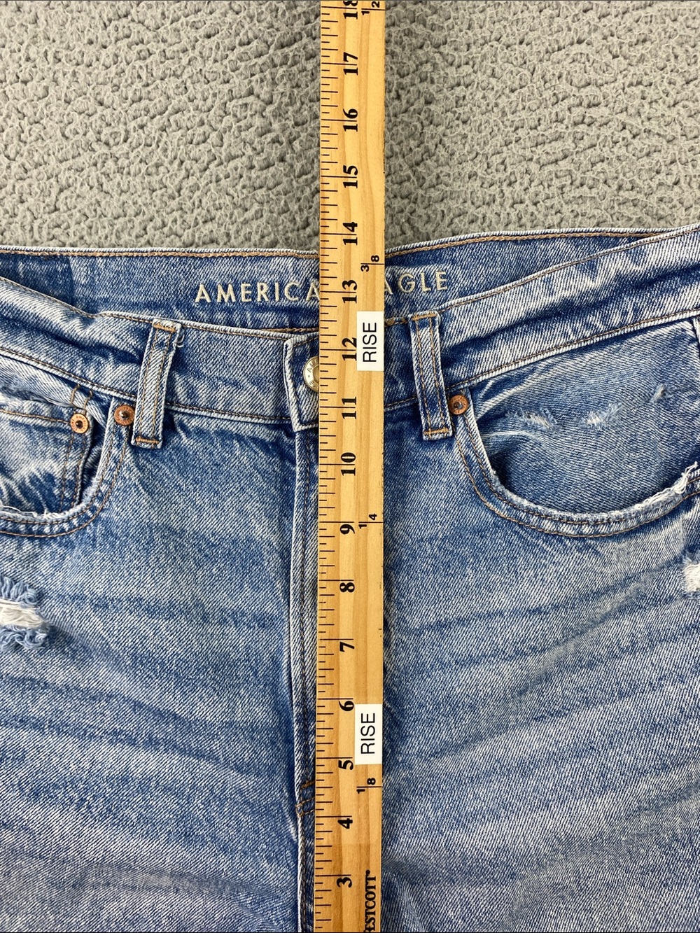 American Eagle Highest Rise Baggy Straight Destroyed Jeans Size: 8 Regular - Picture 13 of 16